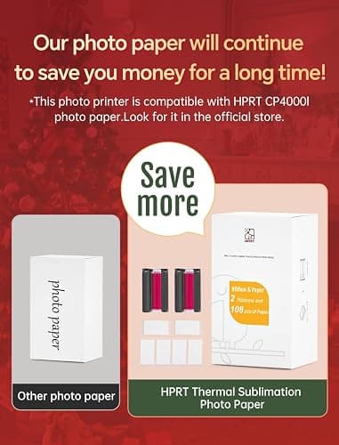 HPRT Photo Printer 4x6,+108 Sheets&2Ribbon,Phone Instant Picture Printer for iPhone, Android, Portable Photo Printers for Home Use (Beige) thumbnail 2