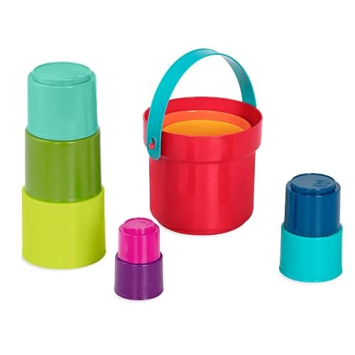 Battat – Stacking Toy – Educational & Dexterity Toy – Nesting Cup Playset – Water & Beach Toys – 18+ Months – Stack Up Cups, Medium, 10 Pieces Set thumbnail 2