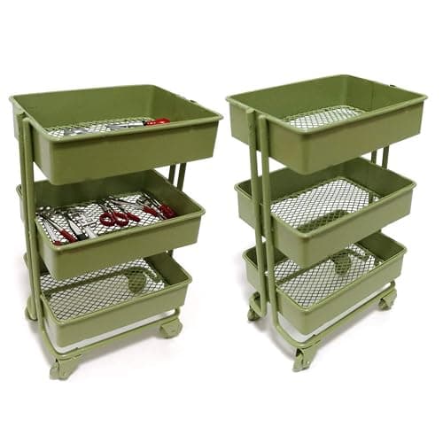 RALIYATX Trolley Storage Shelf, Floor Storage Trolley with Wheel, Miniature Furniture Storage Shelf, Bookcase, Decorative Display, Pink thumbnail 2