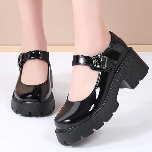 QHH Mary Jane Shoes Women Platform Mary Janes for Women Round Toe Chunky Heels Women's Pumps Fashion Classic Comfortable Dressy Business Casual Shoes Dress Shoes thumbnail 9