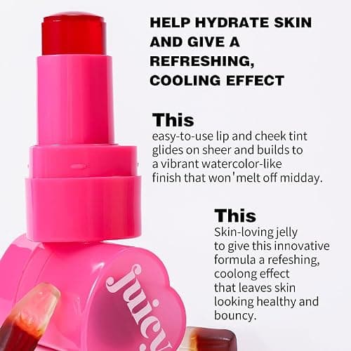 Multi-Use Water Jelly Tint Stick Sheer Lip & Cheek Stain Finish, 3-In-1 Cheek Blush & Eyeshadow & Lip Tinted Long-Lasting Moisture - 1,000+ Swipes Per Stick (# 07, 0.32oz) thumbnail 3