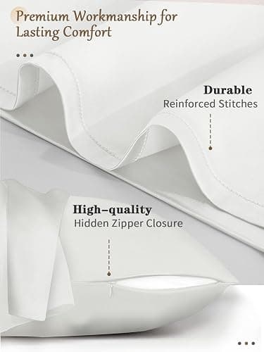 Texbee Silk Pillowcase, 22 Momme Mulberry Silk Pillowcases for Hair and Skin Health, Soft Smooth Breathable Cool Satin Pillow Case for Beauty Sleep, with Gift Box, 1pc (50x75 cm, Ivory White) thumbnail 6