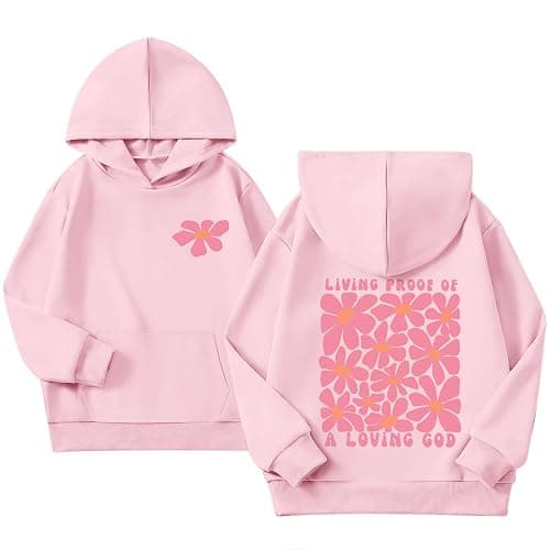 KEEVICI Cute Christian Graphic Hoodies For Girls God Flower Hoodie Kids Jesus Sweatshirt Religious Bible Verse Pullover - Image 1