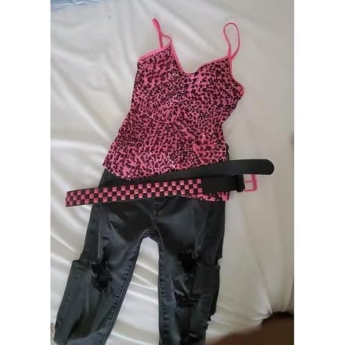 MANGMAO Striped Cropped Top Y2k Leopard Print Spaghetti Strap Tops Emo Grunge 2000s Cheetah Top Women Vintage Camisole thumbnail 3