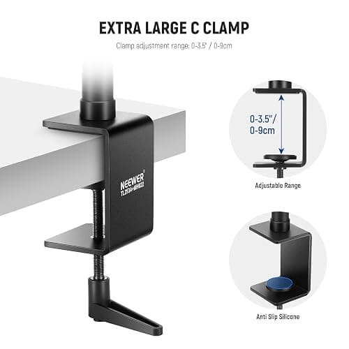 NEEWER Upgraded Overhead Camera Rig with Trifold Camera Boom Arm (Max Load 2lb), 47"/1.2m Telescopic Desk Mount Stand (Max Load 8.8lb) with Phone Clamp Ball Head for LED Light Webcam Mic, TL253A+MH022 thumbnail 4