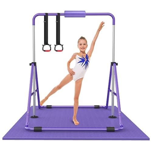 RINREA Gymnastic Bars for Kids with Adjustable Height, Folding Gymnastic Training Kip Bar, Expandable Horizontal Bar for Home - Image 1