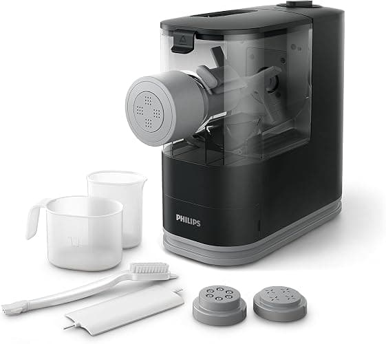 Philips Kitchen Appliances Compact Pasta and Noodle Maker, Viva Collection, Comes with 3 Default Classic Pasta Shaping Discs, Fully Automatic, Recipe Book, Small, Black (HR2371/05) thumbnail 7