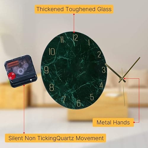 VIKMARI Glass Wall Clock Silent Non Ticking Wall Clock- 12 Inch Quality Quartz Battery Operated Round Easy to Read Home/Office/Classroom/School Clock (Dark Green) thumbnail 5
