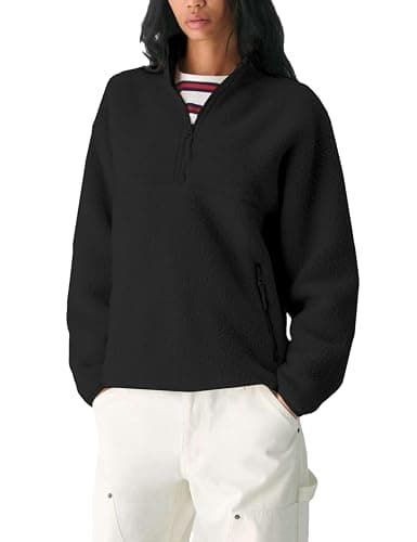 Fleece Pullover Sherpa Jacket - SIZE LARGE - COLOR BLACK thumbnail 2