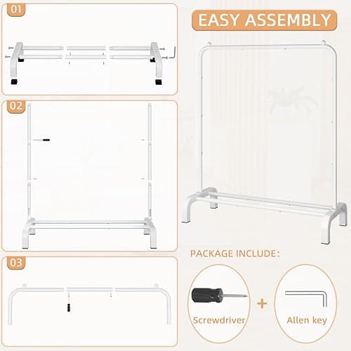 UDEAR Clothing Rack Portable Single Rod Garment Rack Multi-Functional Hanger for Bedroom,White | Clothing Rack Portable for Bedroom，Including Anti-slip Beads on both Ends of The Hanging Rod thumbnail 7