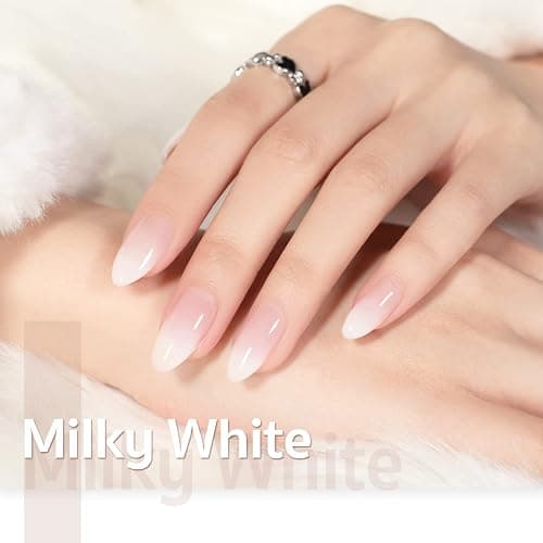 GAOY Milky White Jelly Nude Gel Nail Polish Set, 6 Transparent Colors Sheer Pink Orange Soak Off UV Light Cure Gel Polish Kit for Salon and Nail Art DIY at Home thumbnail 4