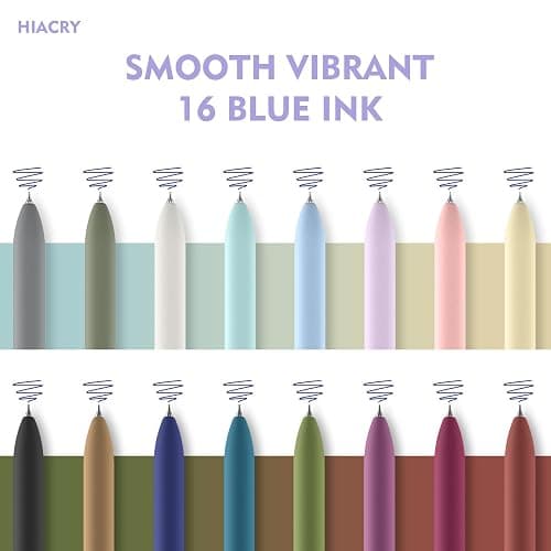 Hiacry 16Pcs Blue Ink Gel Pens，Quick-Dry 0.7mm Fine Point Fidget Pens for Smooth Writing, Journaling & Drawing, Aesthetic Pen for Women, School & Office Supplies (Vintage + Morandi Blue Ink 16Pack thumbnail 7