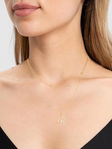 Zhlichouy Gold Initial Necklaces for Women 14K Gold Plated Dainty Cute Letter A-Z Layered Trendy Chain Choker Chunky Name Pendant Necklace for Women Jewelry Personalized Gifts thumbnail 8