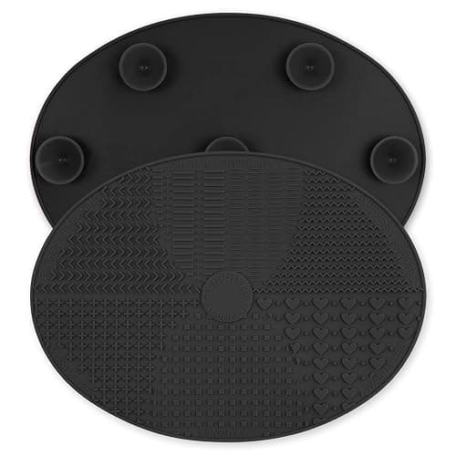 Makeup Brush Cleaner Mat Silicone Brush Cleaning Mat Big Size Make Up Brush Clean Pad with Suction Cup for Makeup Brush Cleaning (Black) - Image 1