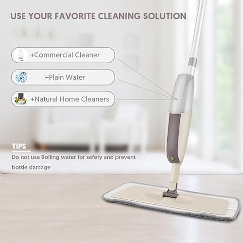 HOMTOYOU Spray Mops for Floor Cleaning: Wet Floor Mop with 3 Washable Microfiber Pads for Hardwood Laminate Wood Vinyl Ceramic Tiles Home Kitchen - 4 piece set - Spray Mop With 3 Mop Pads thumbnail 6