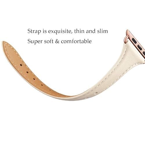 WFEAGL Compatible with Leather Apple Watch Band 41mm 40mm 38mm 42mm(series 11 10) Women, Top Grain Leather Strap Slim & Thin Replacement Wristband for iWatch Bands SE 3 2 1, Series 11 10 9 8 7 6 5 4 3 2 1 thumbnail 2