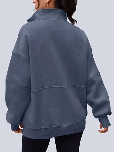 AUTOMET Womens Quarter Zip Oversized Sweatshirts Teen Fleece Pullover Hoodies 2025 Mock Neck Sweater Fall Workout Jacket thumbnail 3