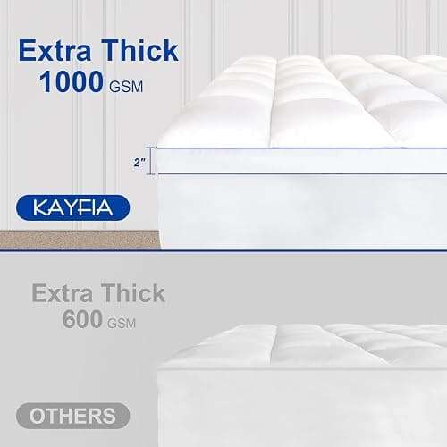 KAYFIA Full Mattress Topper,Extra Thick Mattress Pad Cover for Deep Sleep,3D+7D Snow Down Alternative Fill Overfilled Plush Pillow Top with 8-23 Inch Deep Pocket-White thumbnail 2