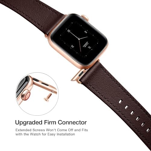 POWER PRIMACY Leather Bands Compatible with Apple Watch Band 38mm 40mm 41mm 42mm-Series 11/10,Genuine Leather Strap Compatible for Women Men iWatch SE Series 11 10 9 8 7 6 7 6 5 4 3 2 1(Coffee/Rosegold) thumbnail 4