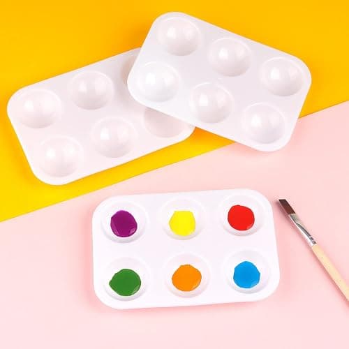 Tamaki 8 PCS White Plastic Paint Tray Palettes, Watercolor Palette Painting Tray for Painting Party, DIY Craft and Art Painting thumbnail 5