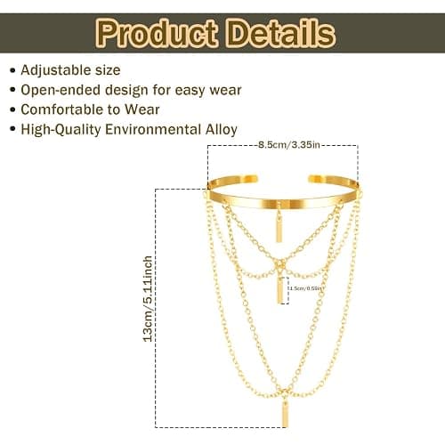 BROCC 8Pcs Gold Arm Cuff Jewelry for Women Upper Arm Cuff Bracelet Adjustable Open Armband Cuff Bracelet Set thumbnail 2