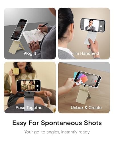 MOFT Phone Tripod Stand Selfie Stick for iPhone, Multi-Angles iPhone Stand, Lightweight & Portable Phone Holder, Strong Magnets, MOVAS Vegan Leather, Earthen Beige (Without Card Slot) thumbnail 4