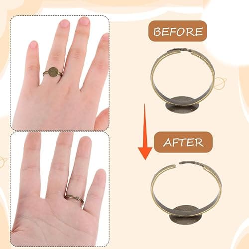 50Pcs Ring Blanks for Jewelry Making Supplies Adjustable Flat Ring Base, 12mm Rings Blanks Jewelry Findings, Silver Gold Rose Gold Black Craft Rings thumbnail 4