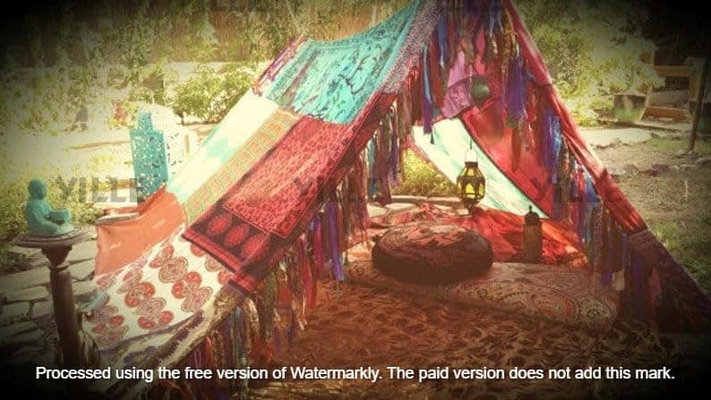 YILLE Boho Tent - Saree Tent - Bed Canopy | Bohemian Wedding Backdrop | Gypsy Hippie Decor - Floor Seating Area | Meditation Room - Glamping, X-Large thumbnail 6