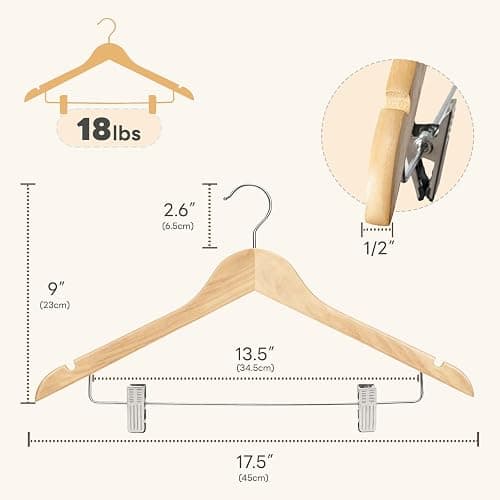 12 Pack Wood Hybrid Hangers thumbnail 3