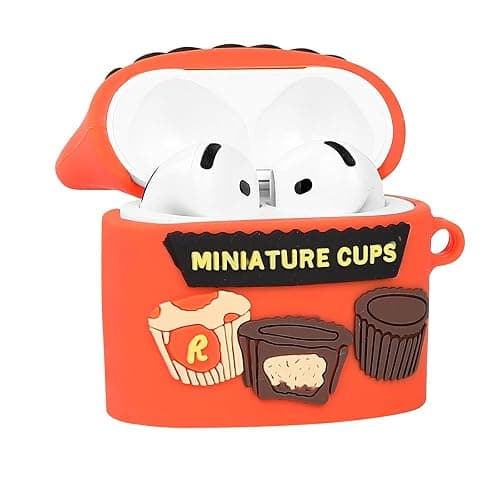 LEWOTE Compatible with Apple Airpods 4 Case Protective Funny Cute Cartoon Slim Candy Cover with Keychain (Reeses) thumbnail 3