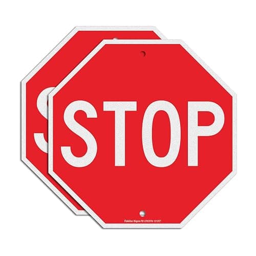 Faittoo Large Stop Sign Street Road Sign 30 x 30 cm. Engineer Grade Reflective Sheeting, Rust Free Aluminum, Weather Resistant, Waterproof, Fade Resistant, 2 Pre-drilled Holes. - Image 1