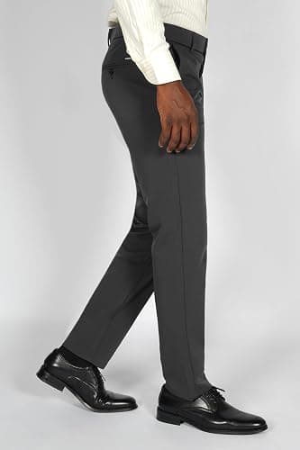 Plaid&Plain Men's 4-Way Flex Stretch Slim Fit Dress Pants thumbnail 5