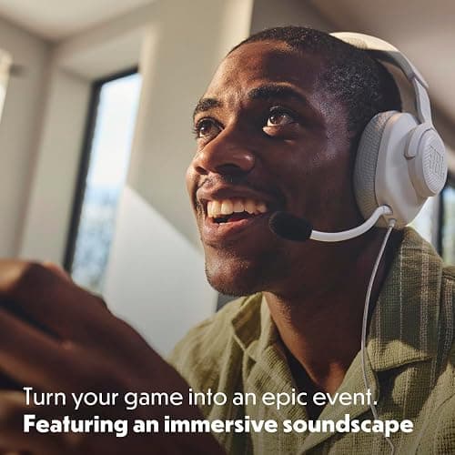 JBL Quantum 100M2 - Wired Over-Ear Gaming Headset with omnidirectional, Detachable mic with Mute Option and Fabric-Covered Memory Foam Ear Cushions, Compatible with All Platforms (White) thumbnail 6