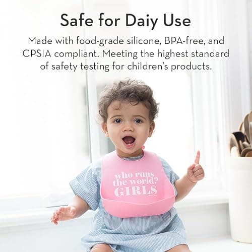 Baby Bib for Eating by Bella Tunno, Waterproof Silicone Bib with Large Food Catcher, Adjustable Fit for Babies 4-12 months & Toddlers 1-3 Years, Boys & Girls, Cheeks For Weeks thumbnail 5