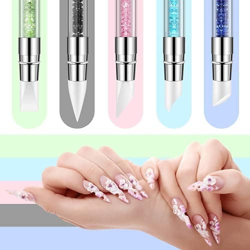 5 Pcs Nail Art Sculpture Pen Dual Tipped Silicone Nail Tool Rhinestone Nail Polish Carving Pen Rubber Tip Nail Brushes thumbnail 5