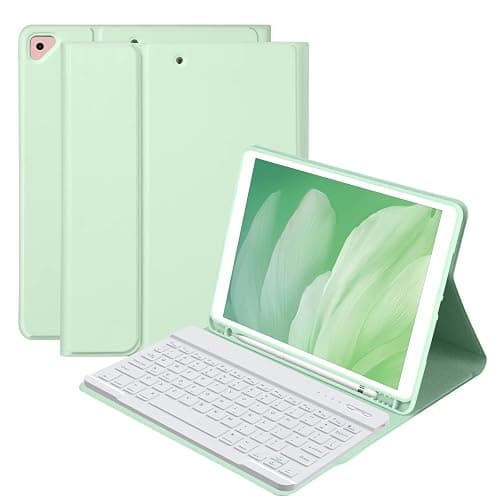 BQSS for iPad 9th Generation Case with Keyboard 10.2 inch, Wireless Detachable Keyboard for iPad 9th/8th/7th, for iPad Air 3rd Gen/Pro 10.5 inch Flip Stand Case with Built-in Pencil Holder (Green) - Image 1