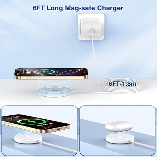 [Apple MFi Certified]Magnetic Wireless iPhone Charger Magsafe Charger,6FT 15W Fast Phone Charging Pad Wireless Magnetic Charge for iPhone 17/17Air/16 Pro Max/16 Plus/15 Pro Max/14/13/12/AirPods3/2/Pro thumbnail 6