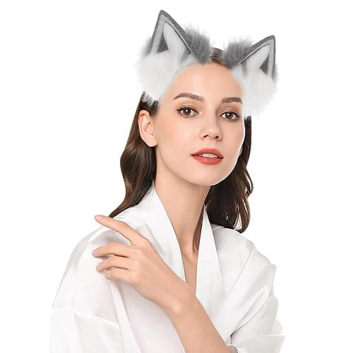 Fox Wolf Cat Ears and Tail Set Cosplay Costume Furry Fox Tail Keychain Therian Stuff Costume thumbnail 6