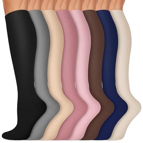 Copper Compression Socks 15-20 mmHg for Men & Women 8 Pairs – Circulation Support for Nurses, Travel, Running, Hiking, Soccer - Image 1