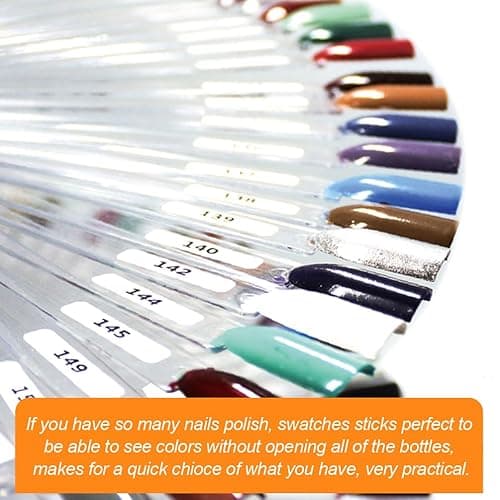 JASSINS 50 Pcs Nail Swatch Sticks with Ring and Numbered Tips - Clear Fan-shaped Display for Nail Art Polish Practice thumbnail 8