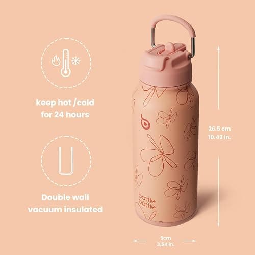BOTTLE BOTTLE 32oz Insulated Water Bottle Stainless Steel Sport Water Bottle with Straw Dual-use Lid Design for Gym with Pill Box thumbnail 5
