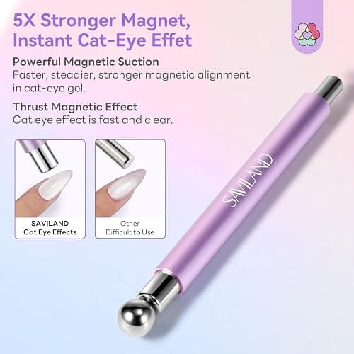 SAVILAND Ultrastarker Magnetischer Cat Eye Magnet: Doppelseitig Robuster Cat Eye Magnetstift für Nagel mit Runder Magnetperle Multifunktionaler Magnet für Cateye Gel Nagellack Salon Nageldesign Tools thumbnail 2