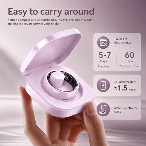 MaxKite Slim Smart Ring for Women, Ceramic Health Fitness Tracker Pink，10# | No Subscription Fee & 5ATM Waterproof, Sleep Tracking, Heart Rate, Blood Oxygen, Activity Tracking, HRV, 5-7 Day Battery Life thumbnail 8