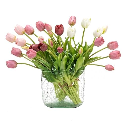 DUYONE 15pcs Artificial Tulips Flowers,Latex Bouquet, Fake Tulips for Office Wedding Party Home Kitchen Garden Decoration(Light Pink,15pcs) thumbnail 6