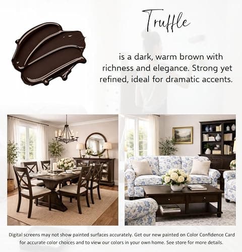 ALL-IN-ONE Paint by Heirloom Traditions, Truffle (Warm Dark Brown), Gallon - Durable cabinet and furniture paint. Built in primer and top coat, no sanding needed. Includes our 30 featured color card. thumbnail 3