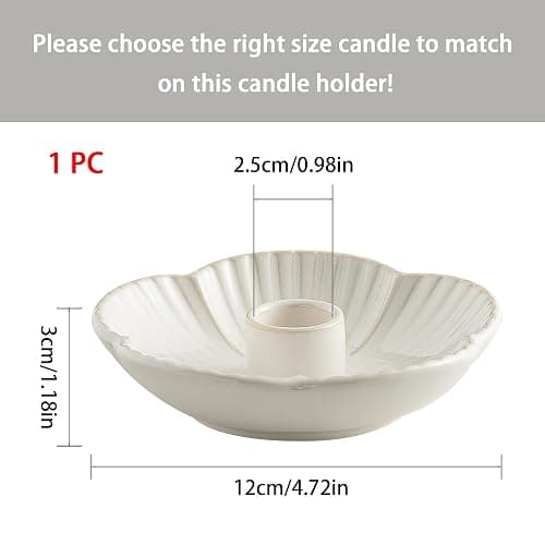 Ceramic Candlestick Holder， Candle Holder for Taper Candles,Incense, Santo Palo, Halloween Christmas Wedding Parties, Dining Room Home Decoration Display - White thumbnail 2