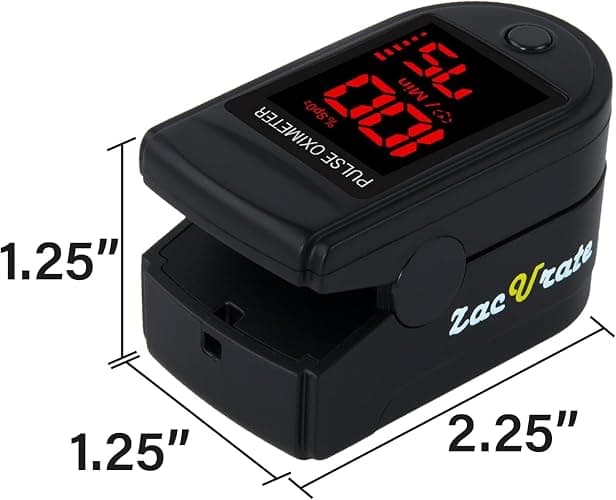 Zacurate Pro Series 500DL Fingertip Pulse Oximeter Blood Oxygen Saturation Monitor with Silicone Cover, Batteries and Lanyard (Royal Black) thumbnail 3