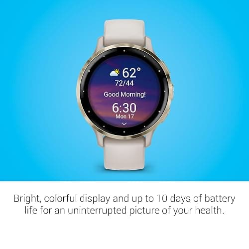 Garmin Venu 3S Soft Gold Stainless Steel Bezel 1.2-Inch AMOLED Touchscreen Display Smart Watch with 41mm Ivory Case and Silicone Band thumbnail 3