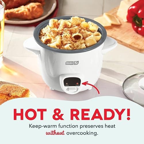 Dash Mini Ceramic Rice Cooker - Designed for Single-Serve Cooking - Compact Rice Cooker with Nonstick Removable Pot, Keep Warm Function & Easy-to-Clean Sleek Design - White Ceramic thumbnail 3