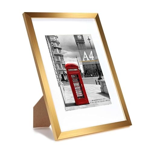 Scholar Tree Gold Picture Frame A4 with Mount,Set of 3,A4 Frame,A4 Picture Frame,Freestanding and Wall Mountable thumbnail 4
